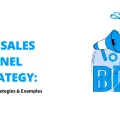 A blue image with a megaphone, a person on a laptop, and a graph, representing a B2B sales funnel strategy. The text on the image reads "CloudFunnels" at the top, "B2B Sales Funnel Strategy" in the middle, and "Stages, Strategies & Examples" at the bottom.